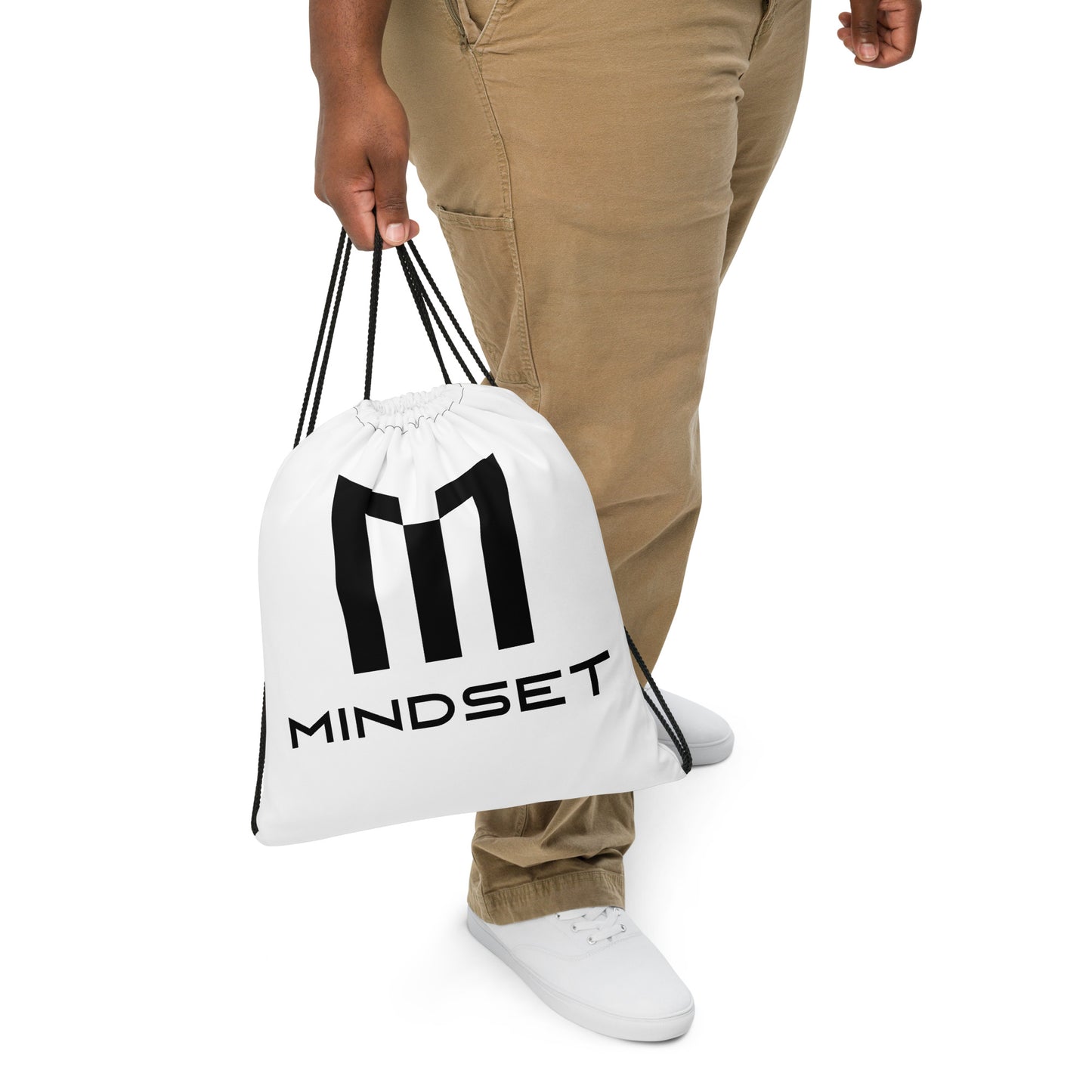 White Mindset Drawstring Gym bag