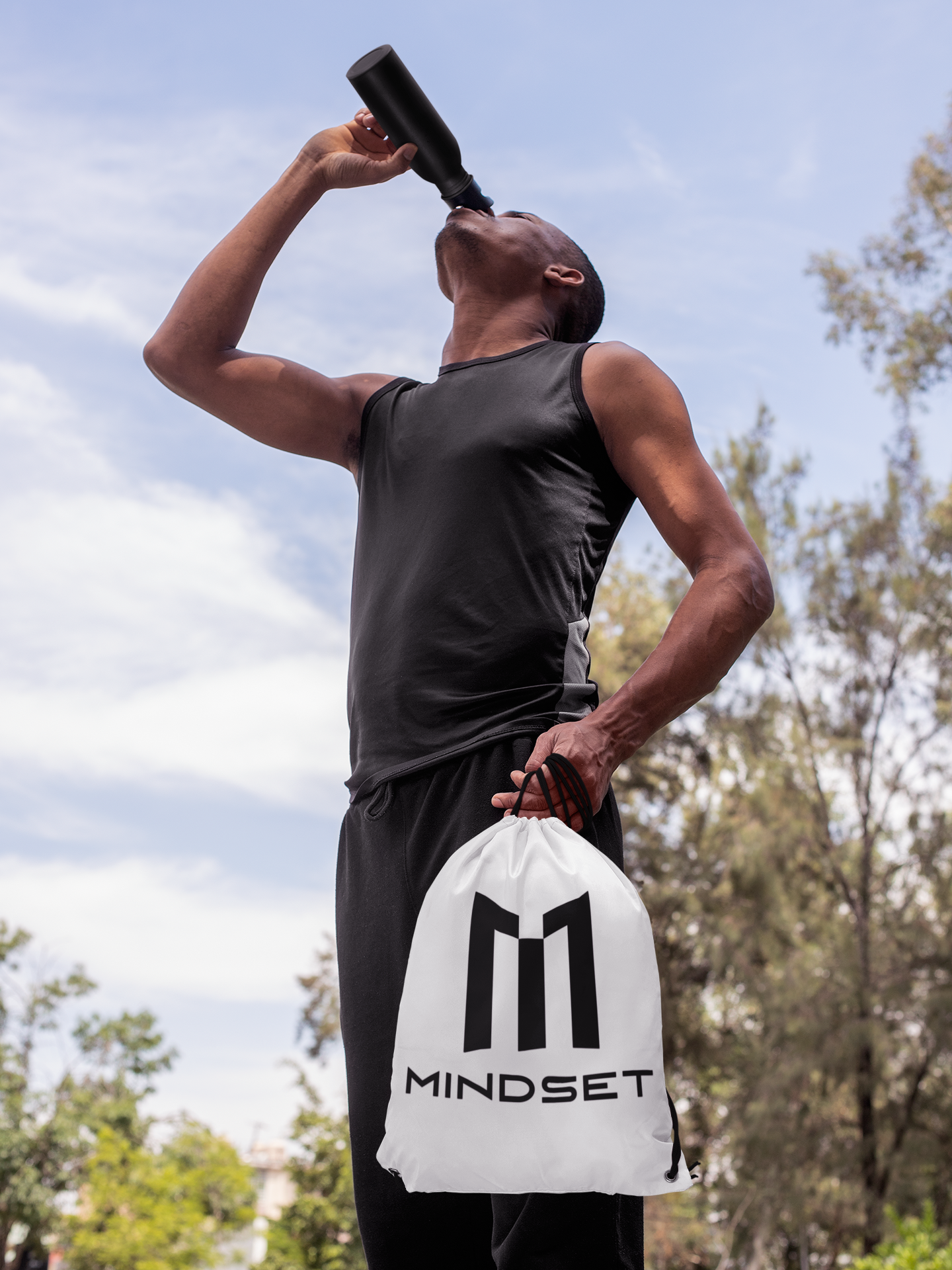 White Mindset Drawstring Gym bag